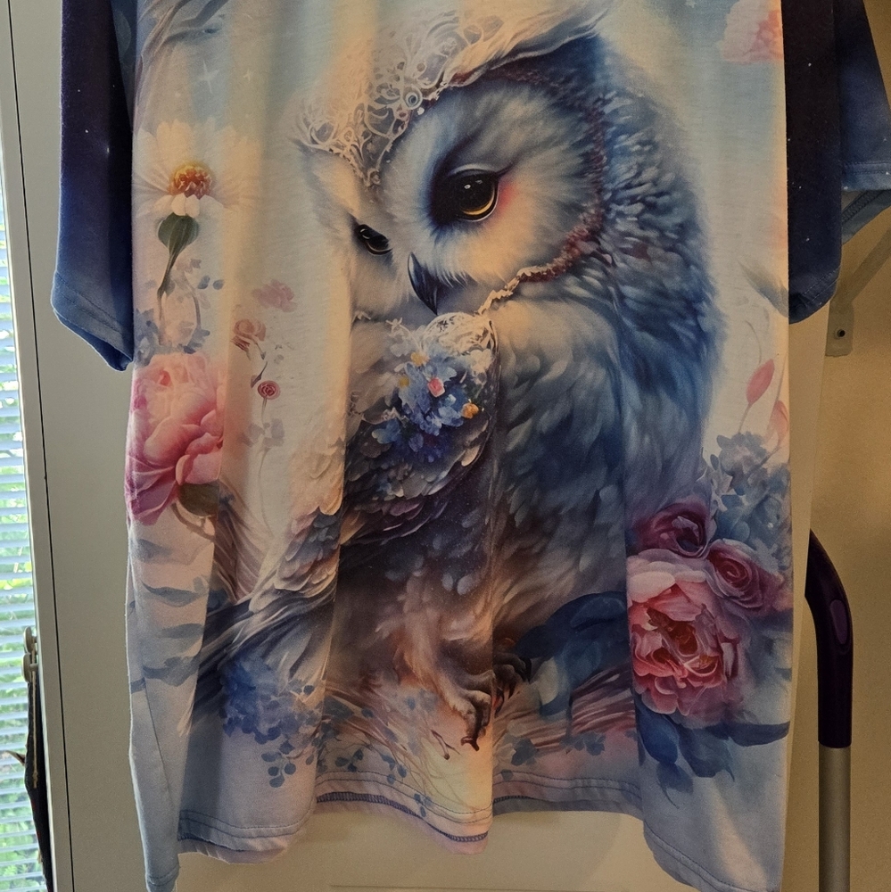 Women's Summer Casual Crew Neck T-Shirt Owl Princess Romantic Renaissance
